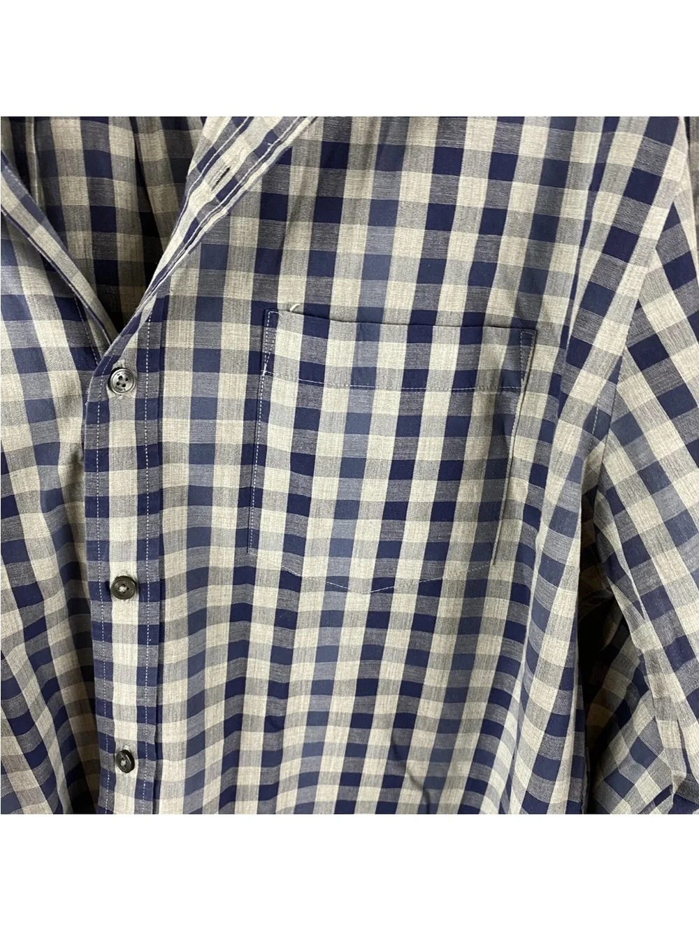 Michael Kors Blue Gray Plaid Button Front Shirt Slim Fit Mens Large